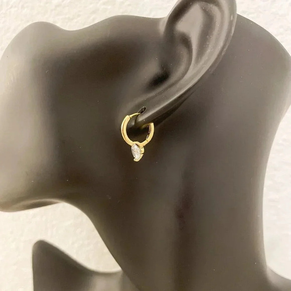 925 Sterling Silver Diamond Huggie Earrings Small Hoop Earrings Dainty Hoops - Picture 13 of 14